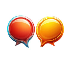 Vibrant twin speech bubbles shimmer like gems reflecting collaboration and on transparent background