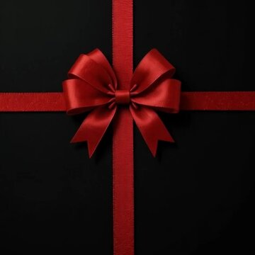 Red bow on black background.