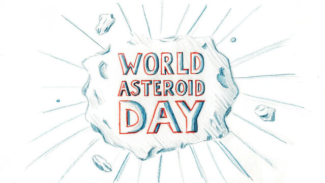 World asteroid day sketch illustration