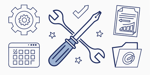 Edit & Modification Icon Set – Blue-Themed Vector Icons for Writing, Updating, and Document Tools