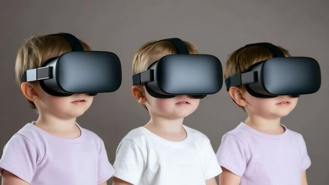 Three Toddlers Exploring Virtual Reality