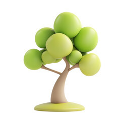 Stylized green tree with round leaves in 3D