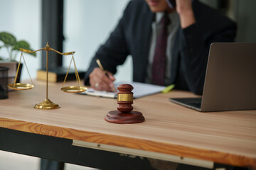 Male lawyer working on legal matters in an office