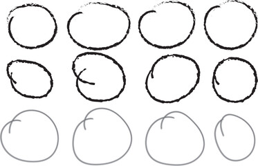 Highlight pen line. Hand drawn circle underline sketch. Oval pencil stroke. Doodle mark scribble. Ellipse and round emphasis