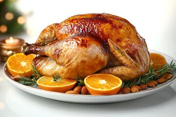 Delicious whole roasted chicken with vegetables, perfect for a festive dinner