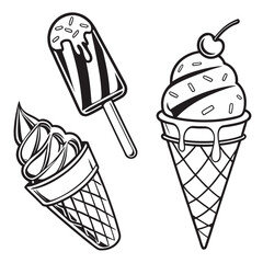Ice Cream & Popsicle Icon Silhouettes – Vector Set for T-Shirts, Stickers, Menus & Branding