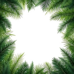 Tropical Palm Leaves Frame with Lush Green Foliage and Detailed Frondose Texture PNG file isolated on transparent background