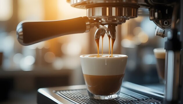Crafting the perfect espresso shot a moment of morning bliss liquid gold cascading into a cup starting the day right
