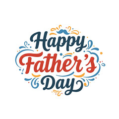 Delighted Father's Day text banner arranged in a square format. Artistically drawn vector graphics.

