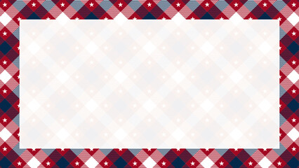 Fototapeta premium Patriotic Plaid and Stars. Americana Background Pattern. Vector Template For Banner