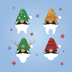 santa claus elf gnomes face character