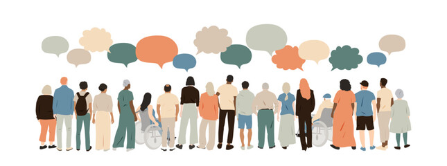Different people with chat bubbles. Communication concept.