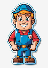 Fototapeta premium Vector illustration of a Friendly worker in overalls.