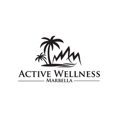 Elegant Palm Tree logo with smooth lines and subtle curves, featuring a stylized palm leaf or tree silhouette, ideal for tropical resorts, beach brands, and travel companies symbolizing relaxation and