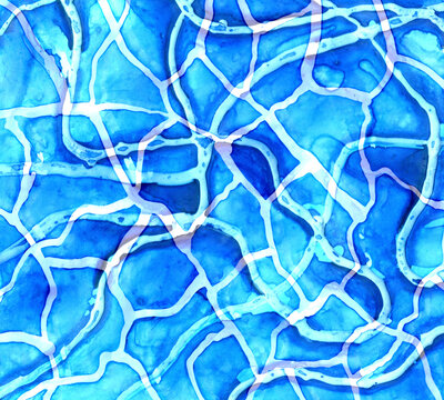 Abstract blue watercolor pattern resembling interconnected neurons