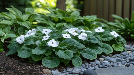 Whispers of White Innocence Little white flowers bloom in a lush garden promising new beginnings and springtime hopes