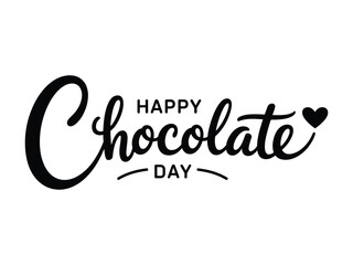 Fototapeta premium Happy chocolate day calligraphy greeting with a heart for romantic celebrations and sweet treats