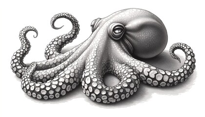 Obraz premium Detailed Pencil Drawing of an Octopus