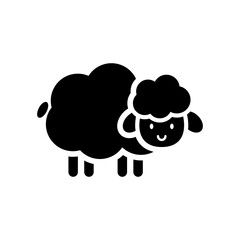 Sheep Fill Icon. Black and White Sheep Animal Symbol