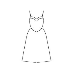 Woman dress icon vector. Beautiful Mini dress hand drawing design.vector illustration technical cad drawing template