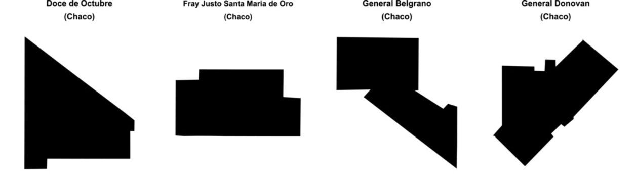 Doce de Octubre, Fray Justo Santa Maria de Oro, General Belgrano, General Donovan outline maps