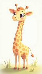 Obraz premium Adorable Baby Giraffe Cartoon Illustration