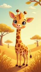 Adorable Baby Giraffe in African Savanna