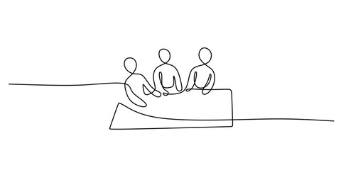 Continuous Line Art. Crowd Back View, Community Gathering Symbol