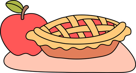 Apple Pie Cartoon Illustration