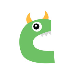 Kawaii alphabet monster isolated on white background. Funny letters of kids font. Script with animal shapes. Elementary education. 