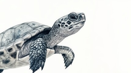 Fototapeta premium Realistic illustration of a sea turtle with intricate detail on shell and skin