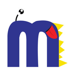 Kawaii alphabet monster isolated on white background. Funny letters of kids font. Script with animal shapes. Elementary education. 