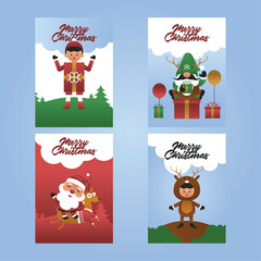 Christmas greeting card with cute character