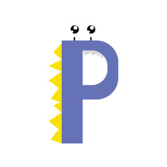 Kawaii alphabet monster isolated on white background. Funny letters of kids font. Script with animal shapes. Elementary education. 