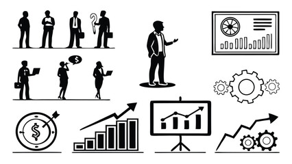 Business Icon Set – Modern Blue Vector Icons for Strategy, Management & Growth