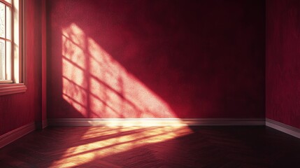 Dark Red Room, Sunbeam, Interior Design, Digital Art