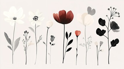 Floral art print botanical illustration minimalist flower drawing wall decor home decoration aesthetic design