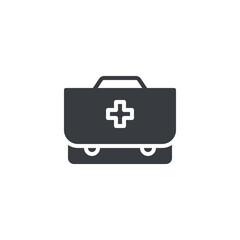 Compact medical kit with cross vector icon
