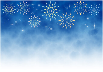 夜空と花火の背景素材1