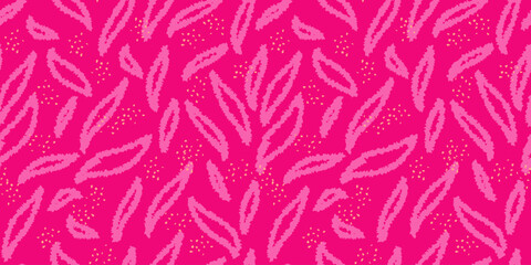 Seamless abstract pattern featuring textured organic shapes on a vivid pink background. Plain contemporary print. Vector han drawn. Designs for textiles, stationery, packaging, and modern decor