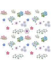 This stunning image showcases an intricate, abstract Indian floral design. Delicate, swirling patterns and vibrant, jewel-toned flowers dance across the canvas, set against a crisp, white background