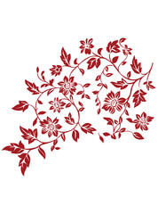 This stunning image showcases an intricate, abstract Indian floral design. Delicate, swirling patterns and vibrant, jewel-toned flowers dance across the canvas, set against a crisp, white background