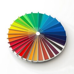 Obraz premium Vivid Circular Color Palette Guide Featuring a Spectrum of Hues on White Background