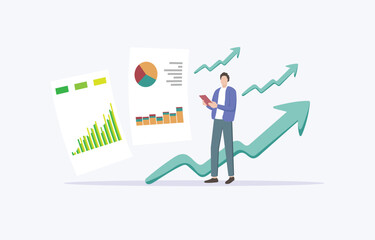 Fototapeta premium illustration of implementing business strategies to increase market demand, business analysis