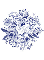 This stunning image showcases an intricate, abstract Indian floral design. Delicate, swirling patterns and vibrant, jewel-toned flowers dance across the canvas, set against a crisp, white background