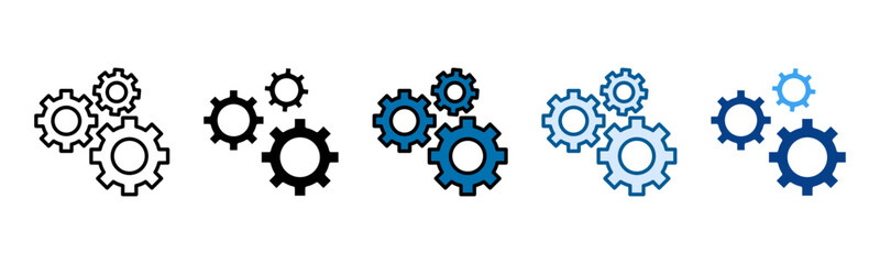 Gear Icon Set Multiple Style Collection
