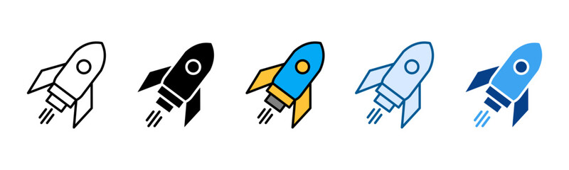 Rocket Icon Set Multiple Style Collection