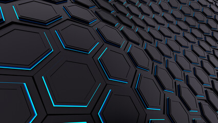 abstract background with black hexagons