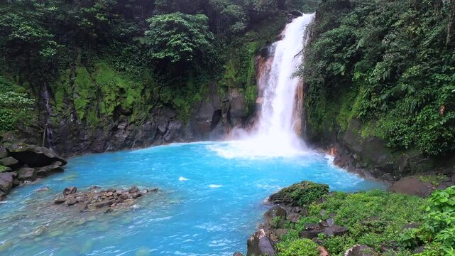 Turquoise Rio Celeste waterfall, Tenorio Volcano National Park, Guanacaste, Costa Rica