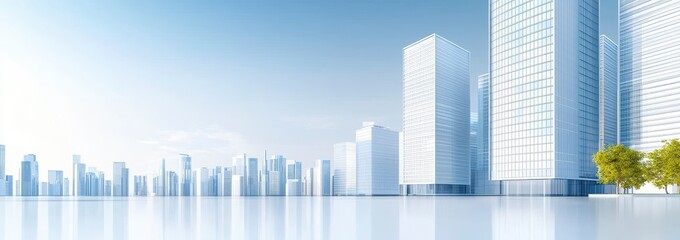 Serene Architectural Cityscape with Modern Buildings in a Dreamy Urban Environment Design